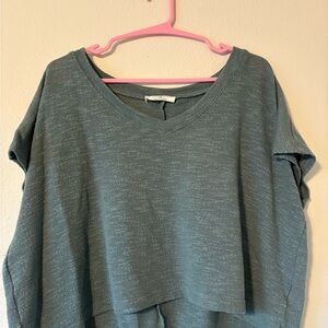 Zenana Outfitters Short Sleeve Crop Top - Slate Blue